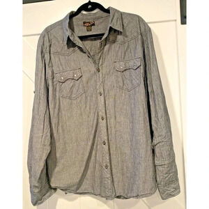Mens XXL Helix Long Sleeve Western Grey Stripe Shirt.